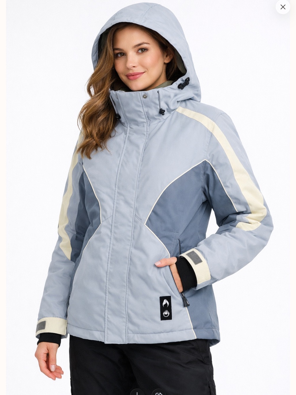 💙 Rossignol Women Ski Snowboard Jacket Blue Cream Winter Coat Small EUC Outdoor
